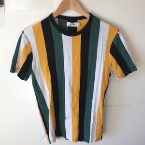 Vintage Tri color vertical striped tee shirt